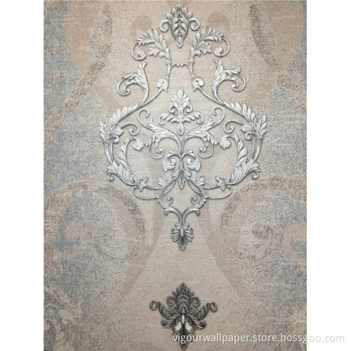 Waterproof New Classic PVC Embossed Damask Vinyl Wallpaper